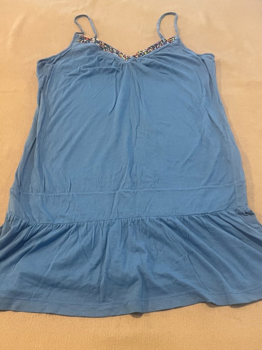 Pink Victoria Secret Blue Nightgown w/ Beaded Neckline Size L
